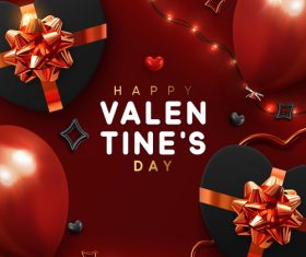 Valentines day card with balloons and confetti vectors 04