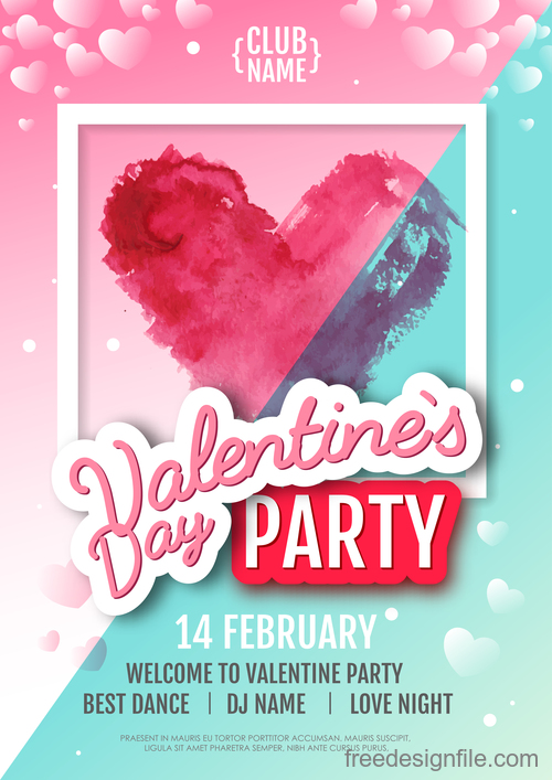 Valentines day club party flyer design vector 04