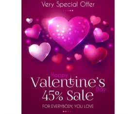 Valentines day discount sale poster vector template 01