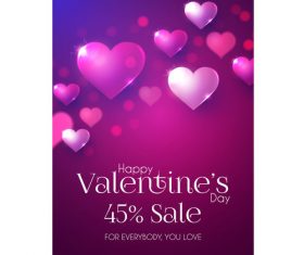 Valentines day discount sale poster vector template 02