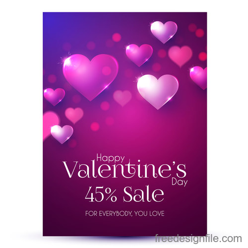 Valentines day discount sale poster vector template 02