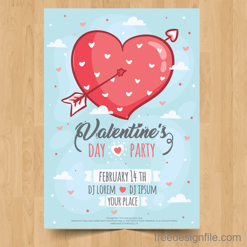 Valentines day festival party flyer vectors