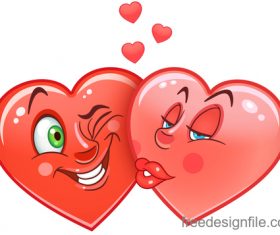 Valentines day heart emoticon design vector 03