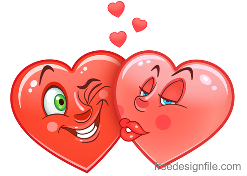Valentines day heart emoticon design vector 03