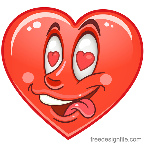 Valentines day heart emoticon design vector 05