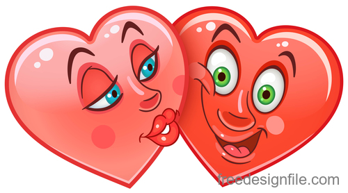 Valentines day heart emoticon design vector 06