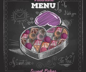 Valentines day menu blackboard template vector 01