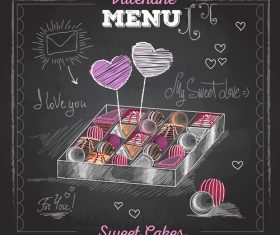 Valentines day menu blackboard template vector 02