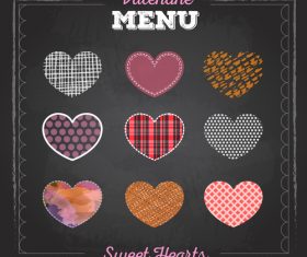 Valentines day menu blackboard template vector 04