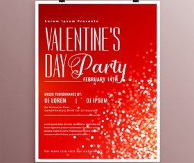 Valentines day party flyer with poster template vector 02