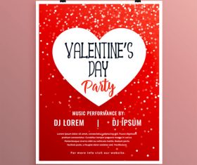 Valentines day party flyer with poster template vector 03