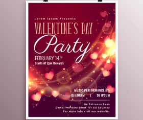 Valentines day party flyer with poster template vector 04