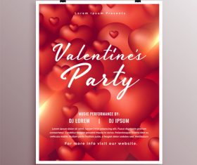 Valentines day party flyer with poster template vector 05