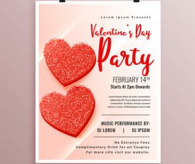 Valentines day party flyer with poster template vector 06