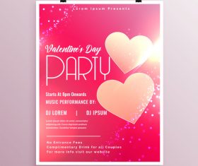 Valentines day party flyer with poster template vector 07