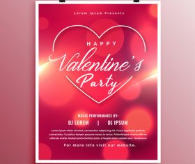Valentines day party flyer with poster template vector 08