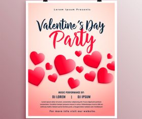Valentines day party flyer with poster template vector 09
