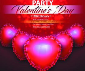 Valentines day party flyer with shiny heart vector