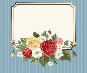 Valentines day rose frame vintage vector 02