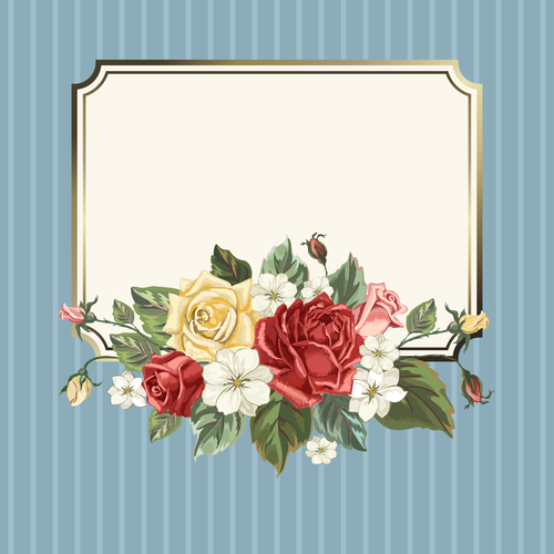 Valentines day rose frame vintage vector 02