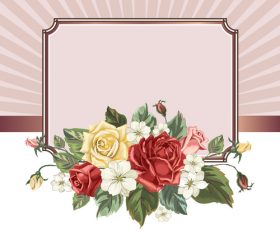 Valentines day rose frame vintage vector 07