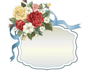 Valentines day rose frame vintage vector 08