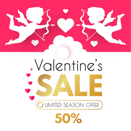 Valentines day sale discount poster vectors 03