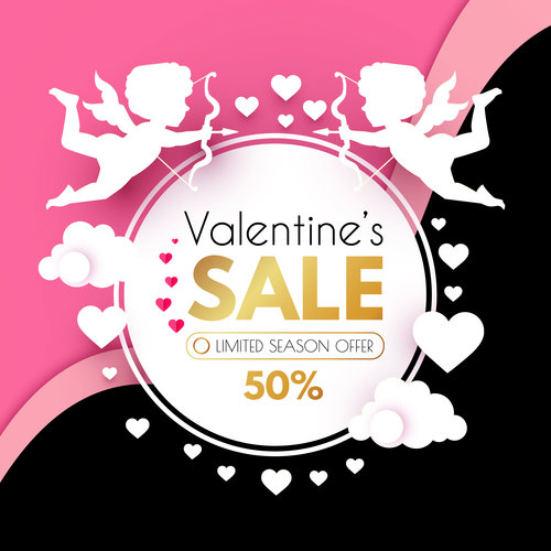 Valentines day sale discount poster vectors 04