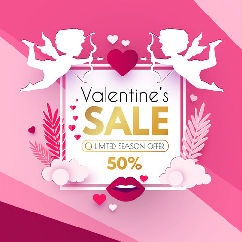 Valentines day sale discount poster vectors 05