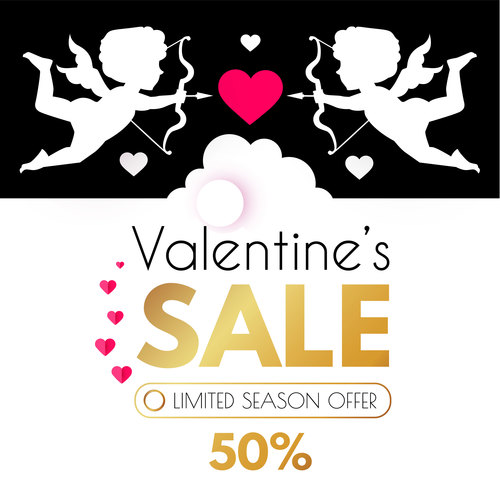 Valentines day sale discount poster vectors 07