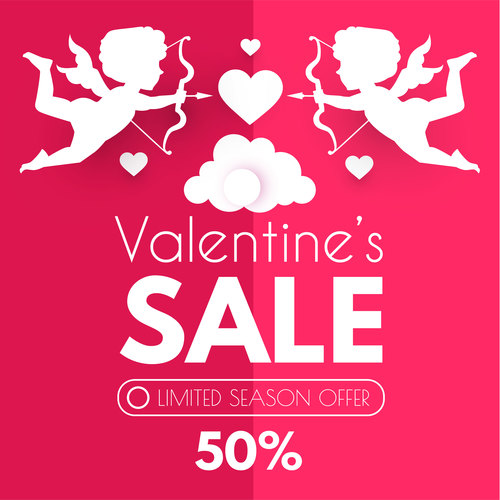 Valentines day sale discount poster vectors 08