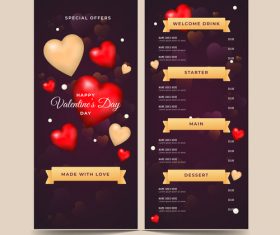 Valentines day special offer menu template vector 01