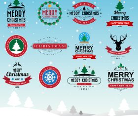 Vector xmas labels vintege design 02