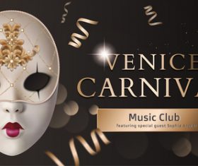 Venice Carnival Music Club Poster Template vector 01