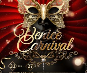 Venice carnival music party poster vector design 01