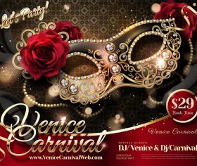 Venice carnival music party poster vector design 02