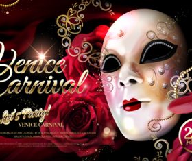 Venice carnival music party poster vector design 03