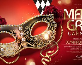 Venice carnival music party poster vector design 04