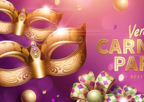Venice carnival music party poster vector design 08