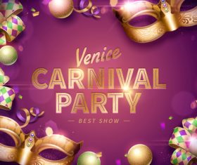 Venice carnival music party poster vector design 09