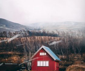Village red chalet Stock Photo