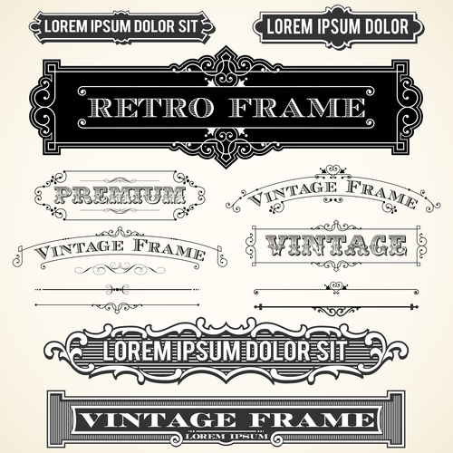 Vintage Labels and Ornaments with frames vector