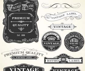 Vintage ornament with labels and badge vector