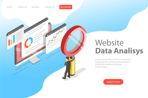 Websita data analisys business template vector