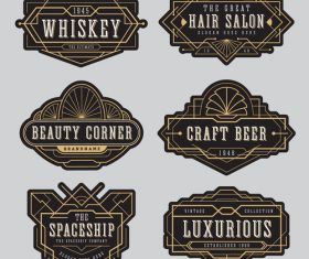 Whiskey beer line frame labels vector