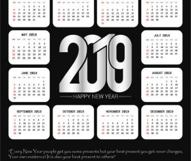 White 2019 calendar template vector material
