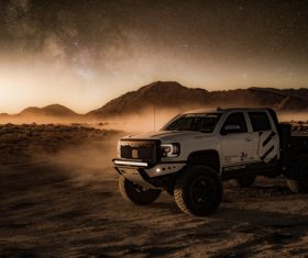 White Dodge Pickup Truck Stock Photo 04
