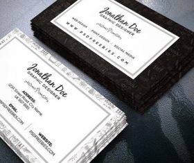 White with Black Designer Business Card PSD Template