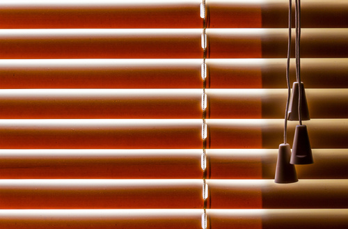 Window with sand coloured roll sun blinds Stock Photo 11