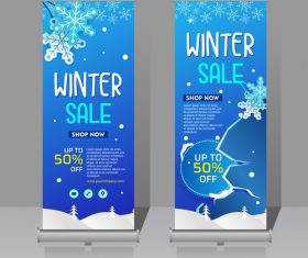 Winter roll vertical banners vector 01